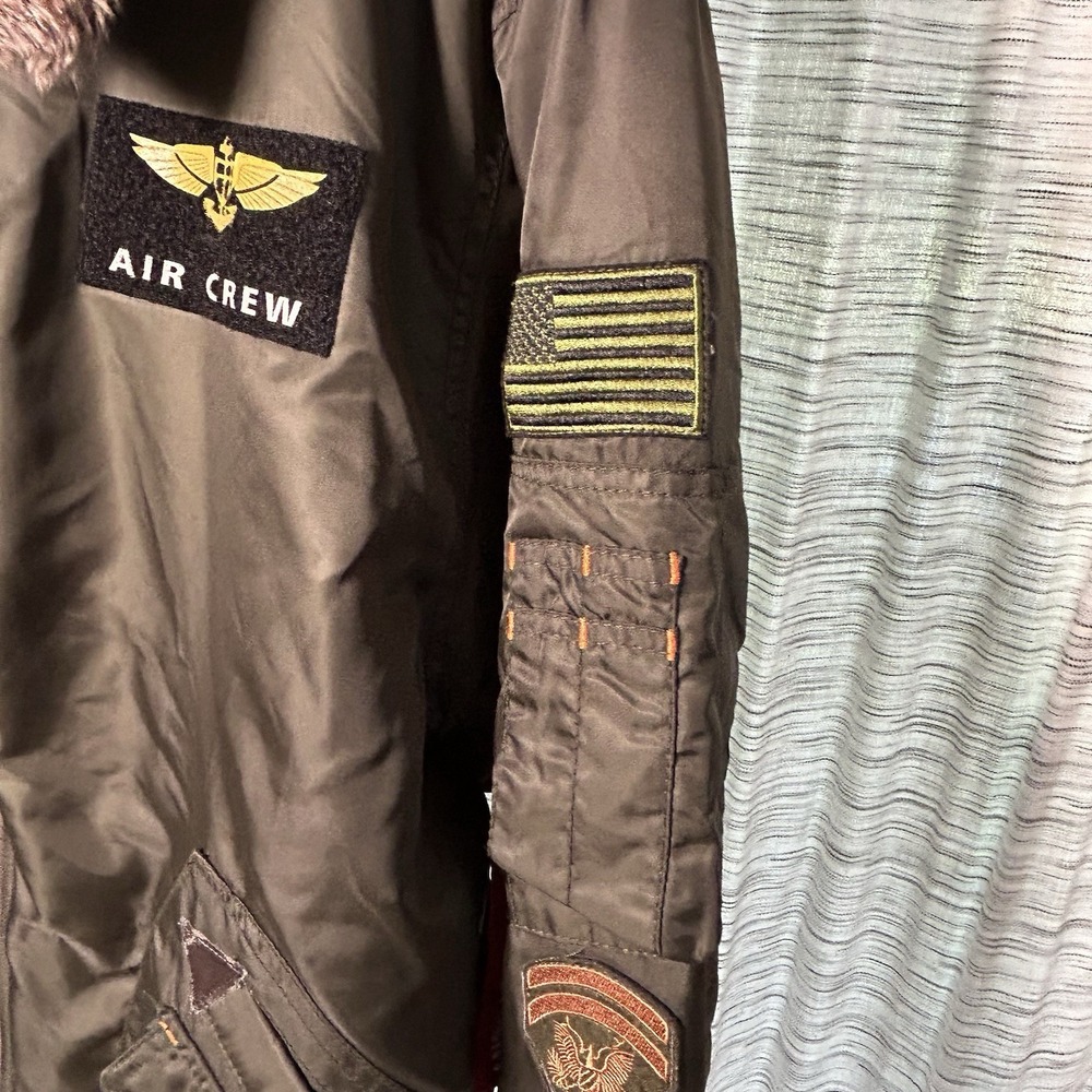 Top Gun Air Crew MJK151031 Pilot Jacket Lt Large Patches 4-Pocket Zip Nylon - Picture 11 of 14